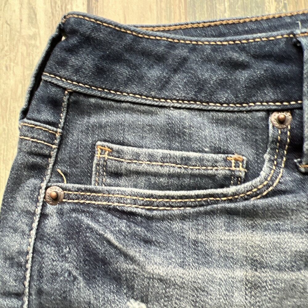 Mudd Junior Womens Shorts Size 5 Stretch Denim Jean Mid Rise Distressed Blue - Picture 4 of 11
